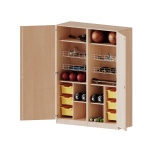 Sportschrank, 5 OH, 4 Ballkörbe, 6 Boxen, B/H/T 140,6x190x60cm 